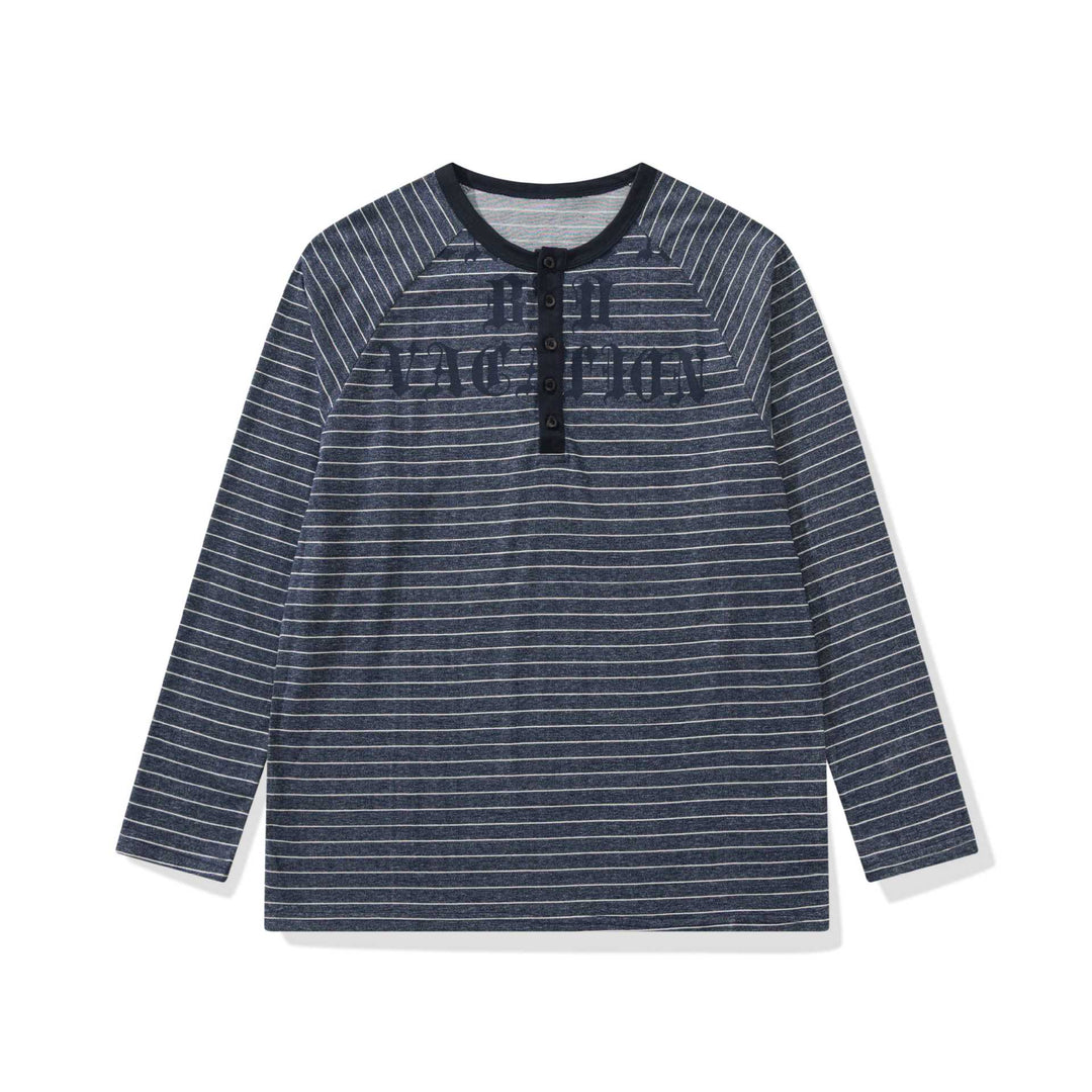 Men's Long Sleeve Henley with Raglan Sleeves and Button Placket Mune Fashion