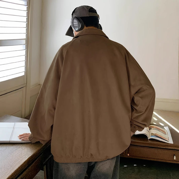 Men's Oversized Coach Jacket made of Microfiber with Snap Button Closure Mune Fashion