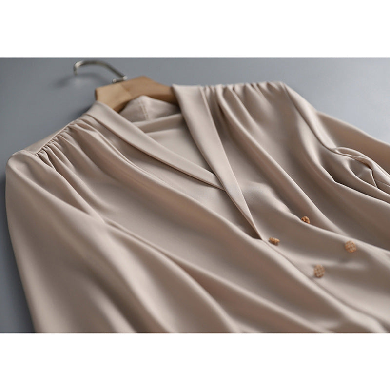 Women Elegant Oversized Blouse with Draping Drune