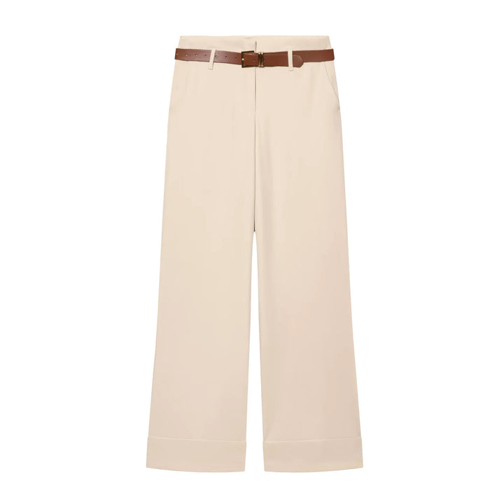 Women's culotte pants with a high waistband, wide leg, wide cuff, and belt loops Mune Fashion