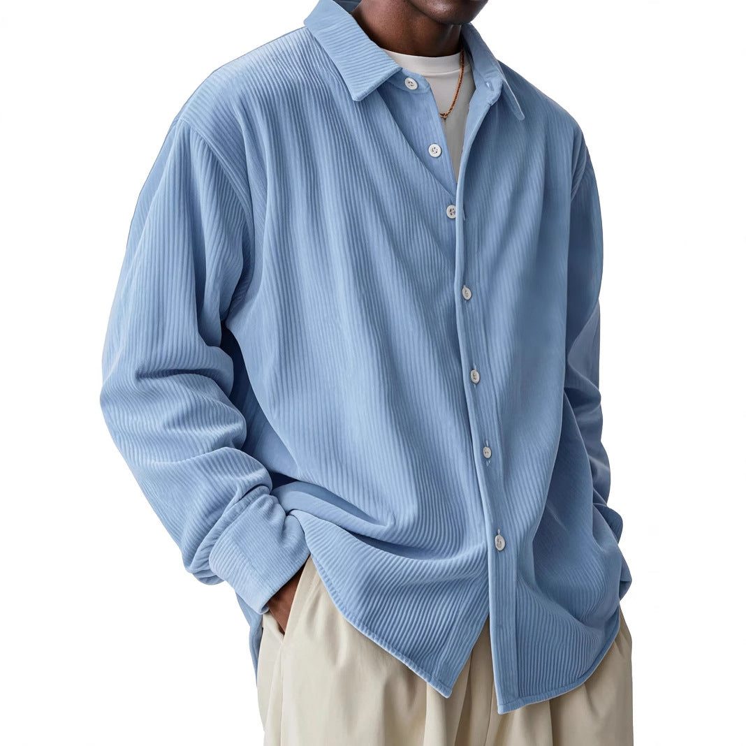 Men's oversized cord shirt with fine ribbed texture and relaxed fit Mune Fashion