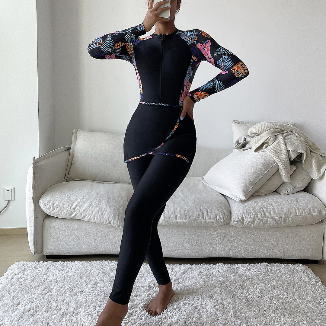 Women's athletic swimsuit with UV protection and feminine wrap design Mune Fashion
