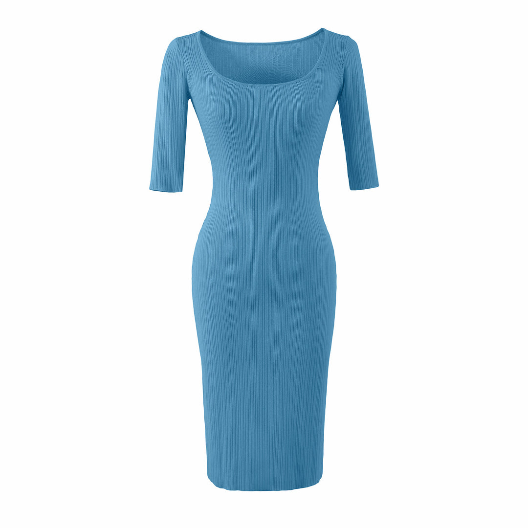 Women Figure-hugging ribbed Midi dress made of stretch knit Mune Fashion