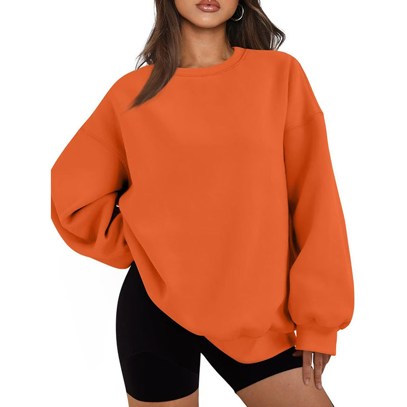 Women's oversized crew neck sweatshirt with dropped shoulder, soft fleece lining, and ribbed cuffs Mune Fashion