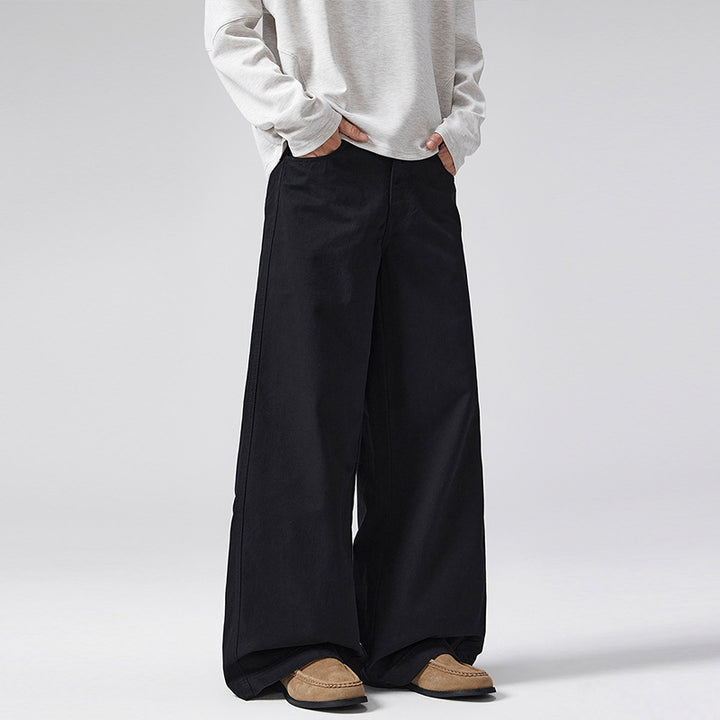 Women High-Cut Extra Wide Palazzo Pants made of Cotton Twill with Floor-Length Silhouette Mune Fashion