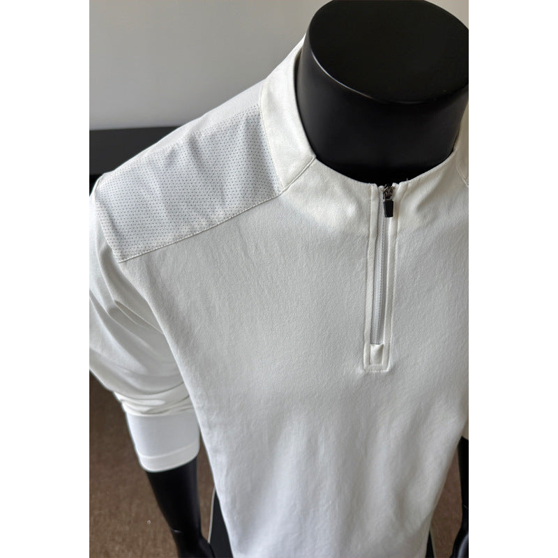 Men's sporty long sleeve top with stand-up collar and zipper Mune Fashion