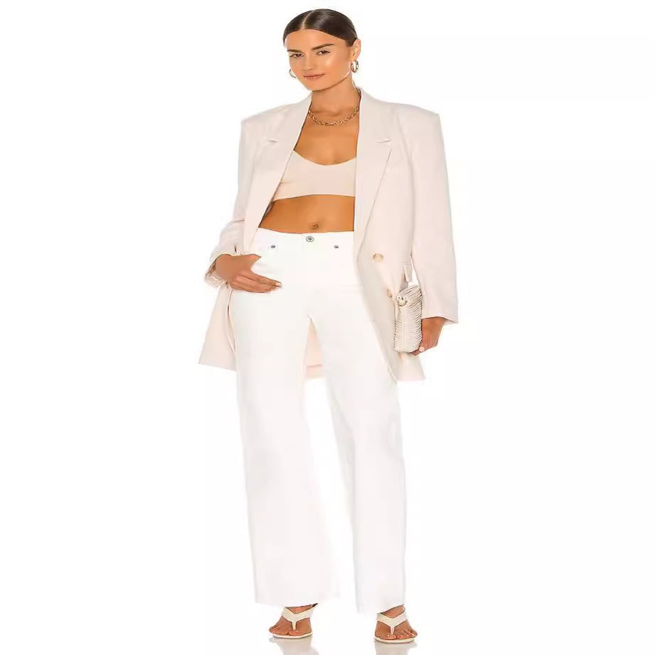 Women's Longline Oversized Blazer in Double-Breasted Tailoring with Extended Cut Mune Fashion