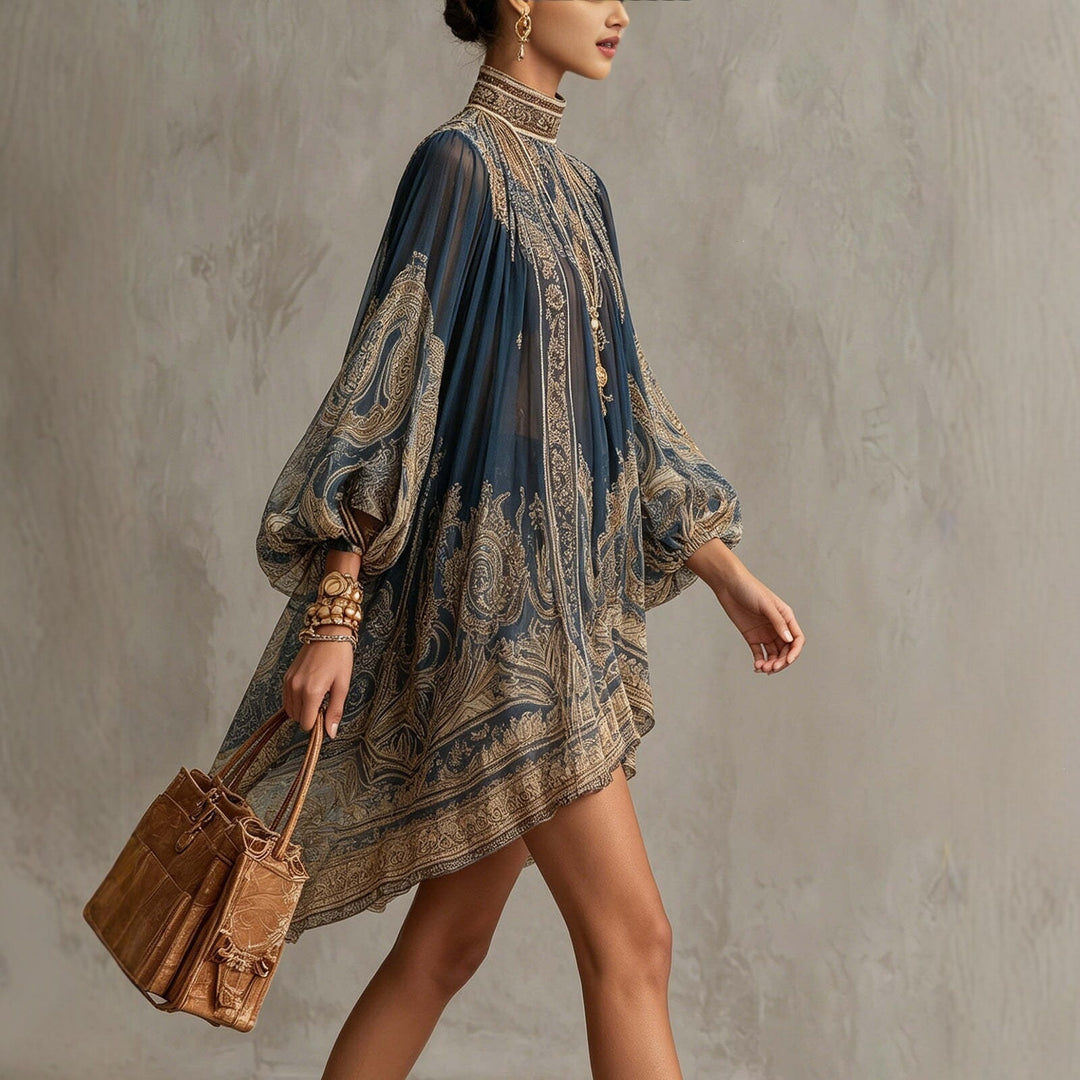 Ladies Elegant Chiffon Dress with Intricate Pattern Mune Fashion