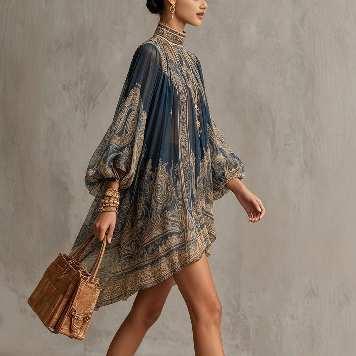 Ladies Elegant Chiffon Dress with Intricate Pattern Mune Fashion