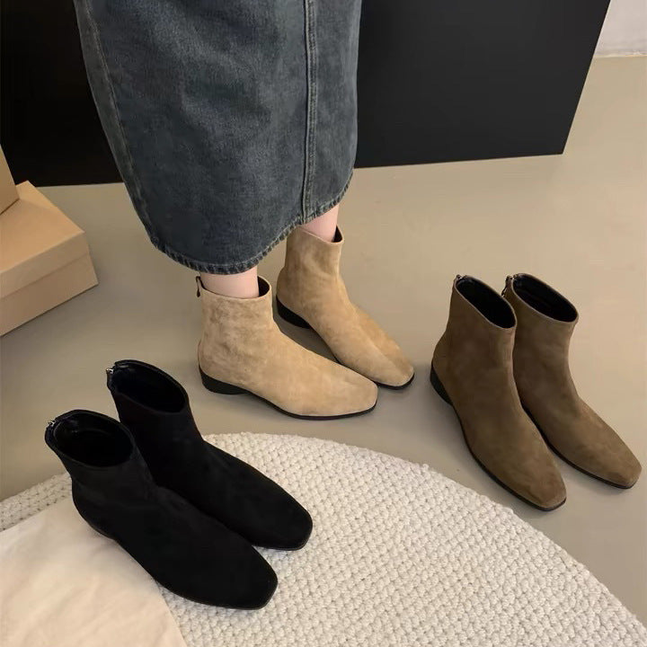 Women Stylish Suede Ankle Boots Mune Fashion