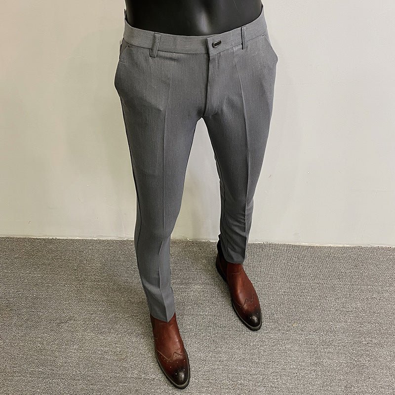 Men's tailored chino suit trousers with crease, stretch comfort and concealed hook closure Mune Fashion