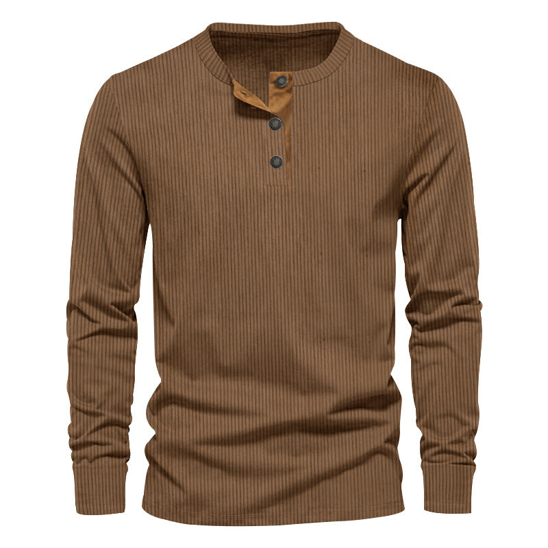 Men's knitted thermal henley with contrast button placket and ribbed cuffs Mune Fashion