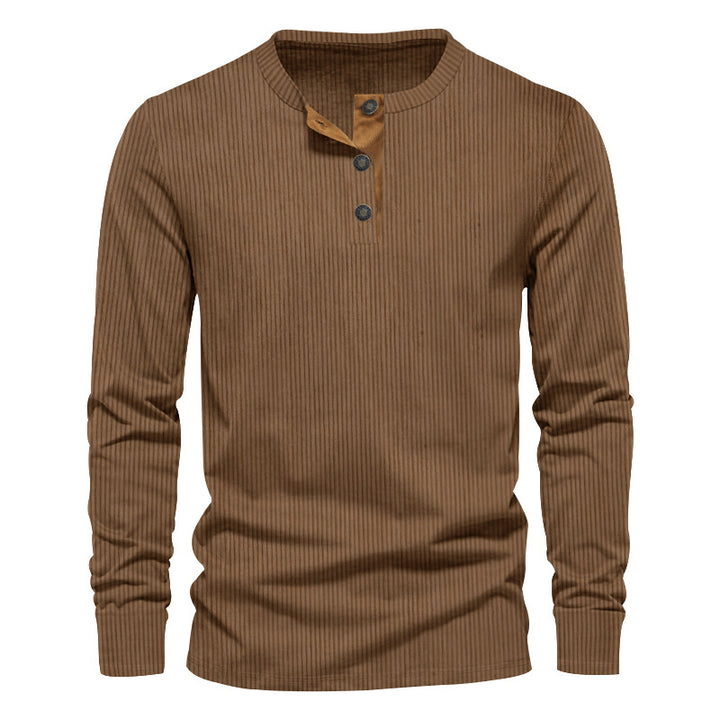 Men's knitted thermal henley with contrast button placket and ribbed cuffs Mune Fashion
