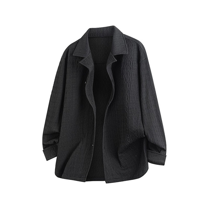 Women Lightly Structured Oversized Shirt Jacket with Lapel Collar & Press Button Front Mune Fashion