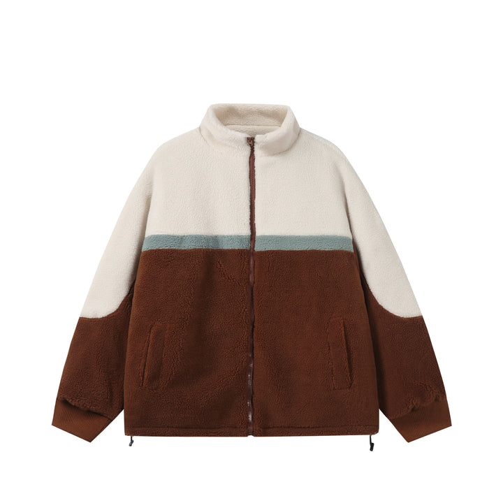 Unisex Oversized Sherpa-Fleece Jacket with Stand Collar and Front Zip Mune Fashion