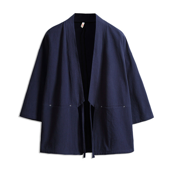 Unisex light Kimono jacket made of a lightweight cotton blend with a loose fit and tie belt Mune Fashion