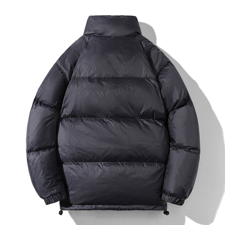 Men's insulated quilted thermo puffer jacket with stand-up collar and drawstring hem Mune Fashion