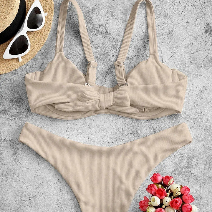 Ladies Underwire Bikini with Fine Rib Details Mune Fashion