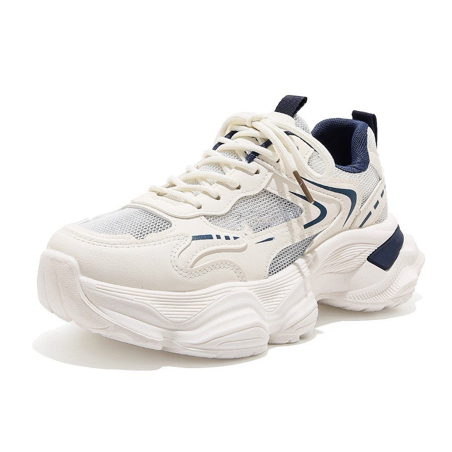 Women Sculpted Wedge Sneakers with Staggered Platform Sole, Breathable Mesh and Padded Comfort Collar Mune Fashion