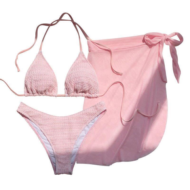 Women's bikini set with elegant wrap skirt and deep V-neck Mune Fashion