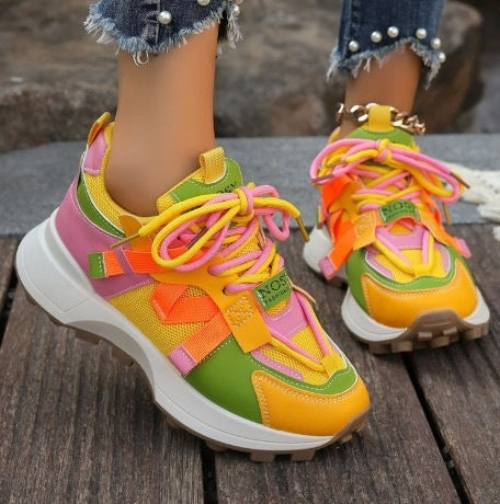 Women Chunky Plateau Sneaker with breathable mesh and mounted straps Mune Fashion