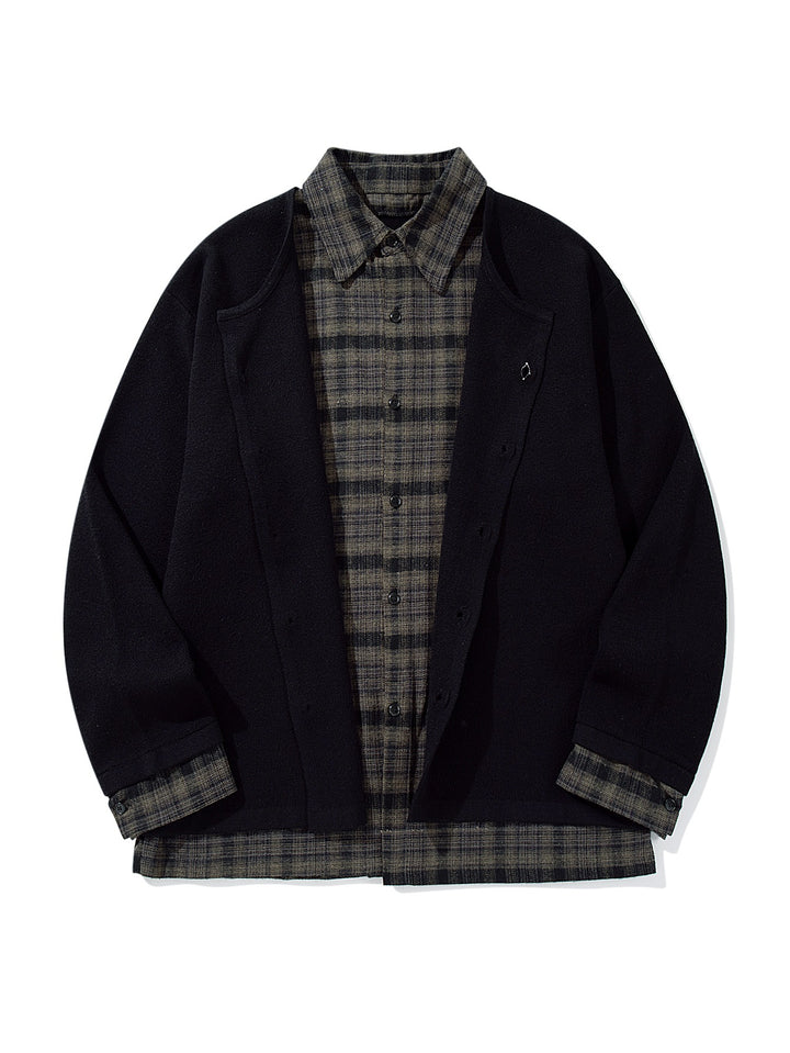 Men's Checked Flannel Shirt Layer with Open Knit Cardigan Mune Fashion