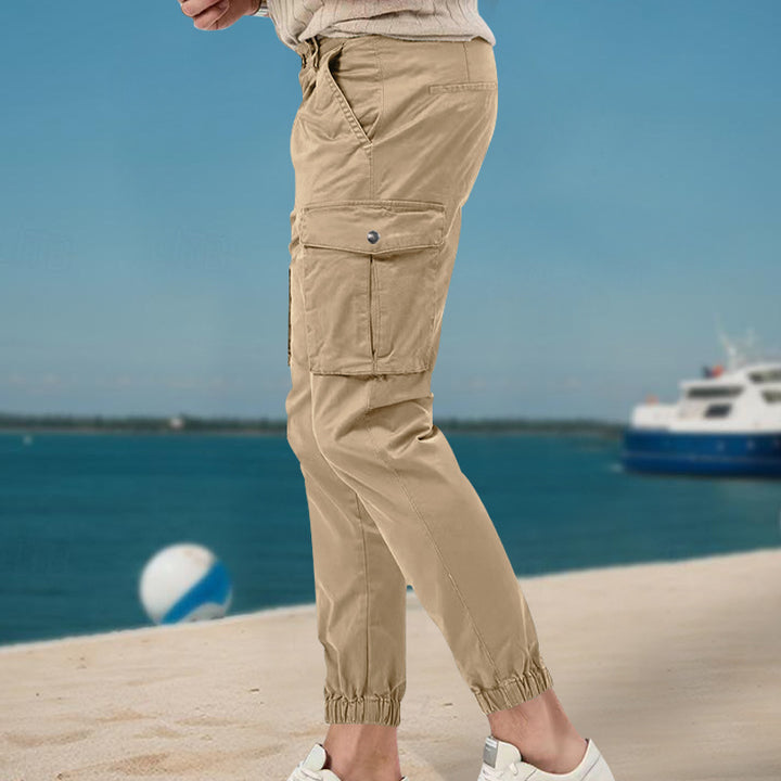 Men's tapered cargo pants in work look with patch pockets and elastic ankle cuffs Mune Fashion