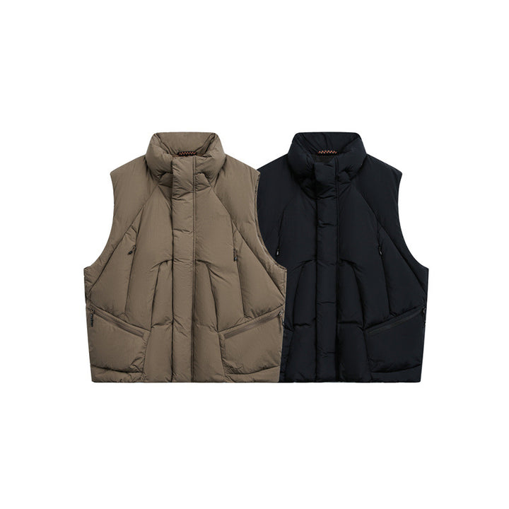 Men's padded quilted vest with high stand-up collar and multifunction pockets Mune Fashion