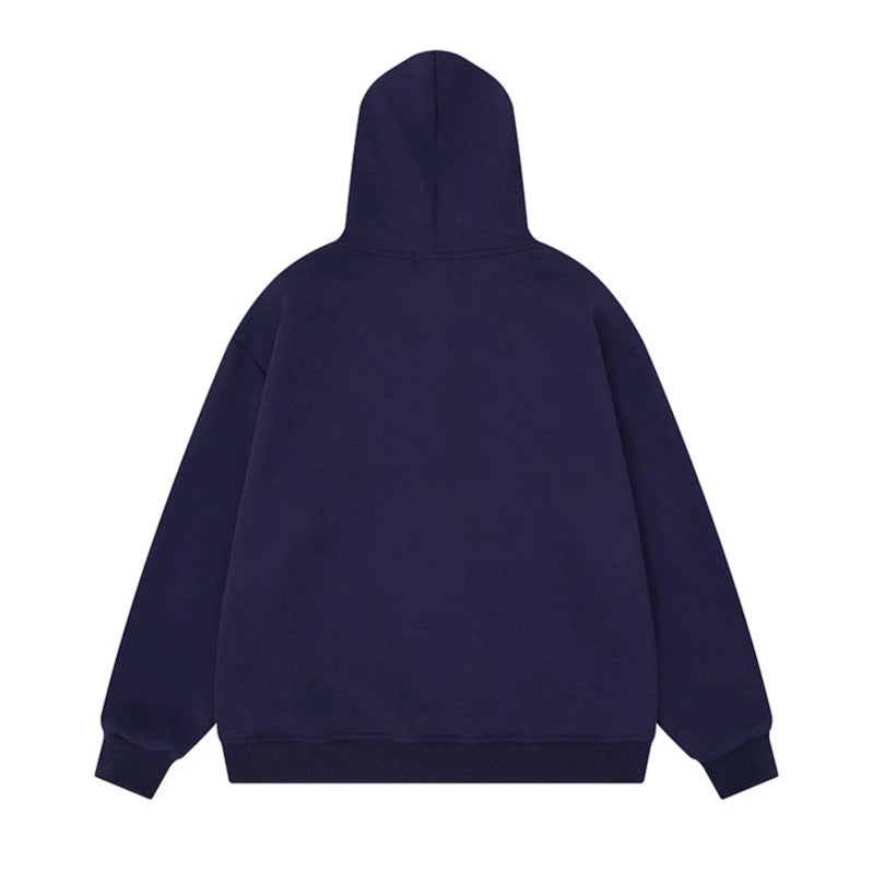 Women's hooded sweat jacket with creative music appliqués, checkered stars and zipper charm Mune Fashion