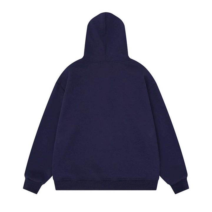 Women's hooded sweat jacket with creative music appliqués, checkered stars and zipper charm Mune Fashion