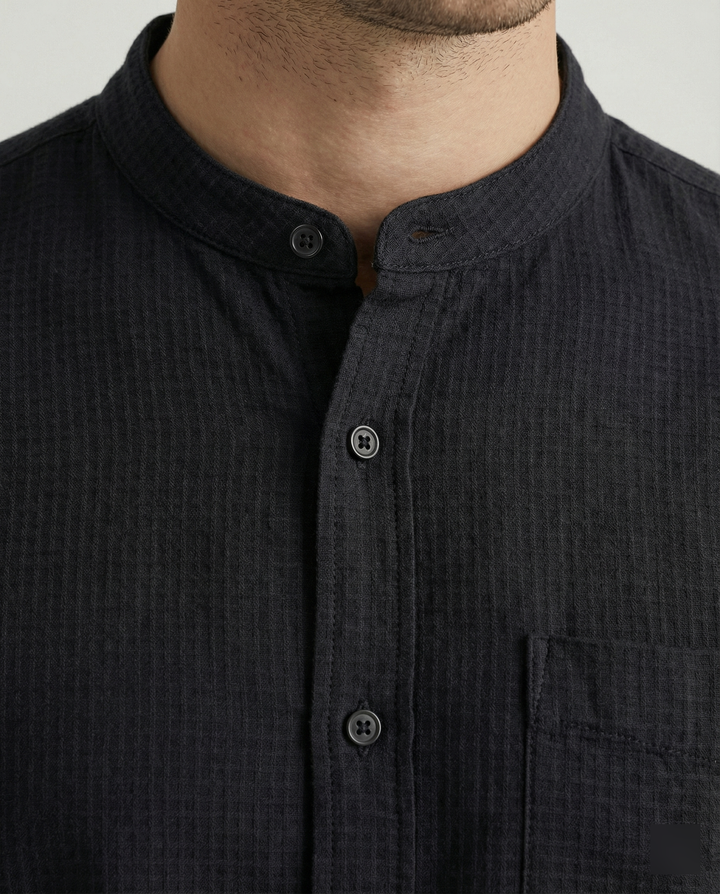 Men's Elegant Shirt with Stand Collar Mune Fashion