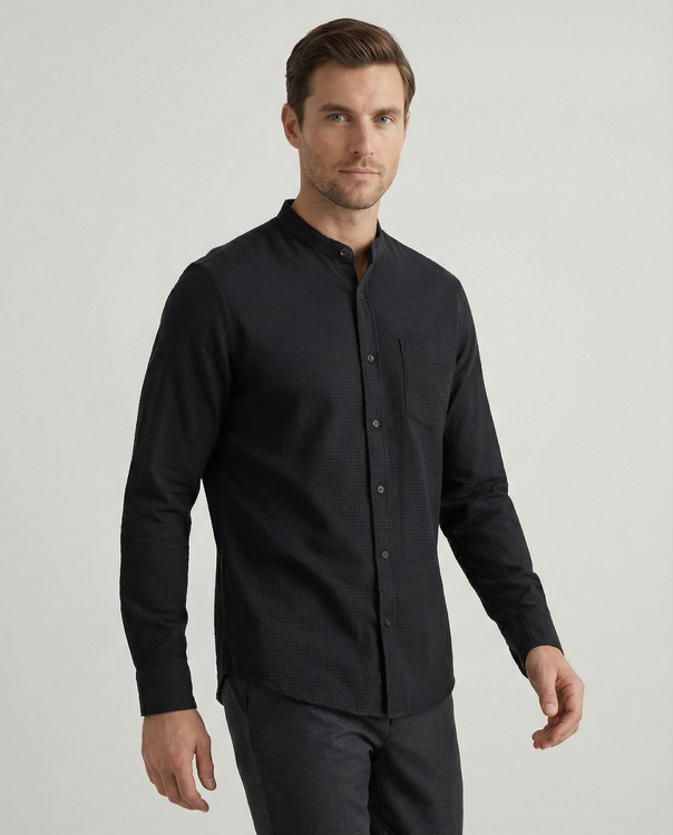 Men's Elegant Shirt with Stand Collar Mune Fashion