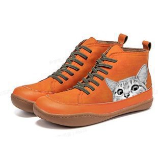 Women High-Top Sneakers with Artistic Cat Design and Comfortable Sole Mune Fashion