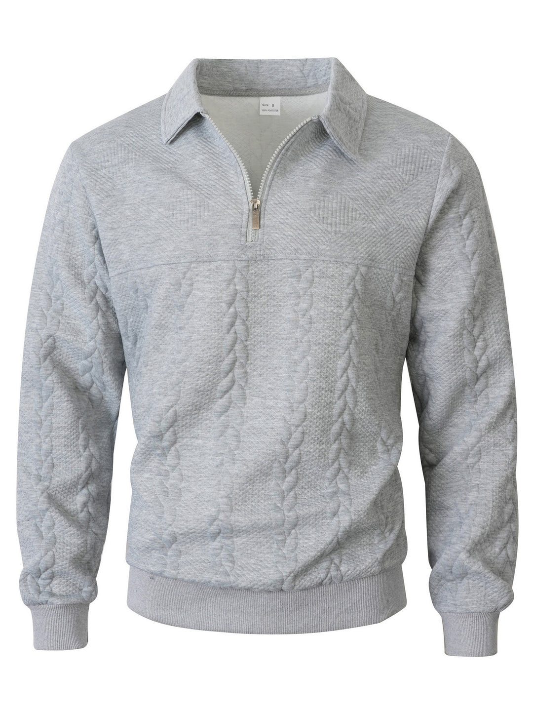 Men's Structured Sweater with Cable Pattern and Short Zip Mune Fashion