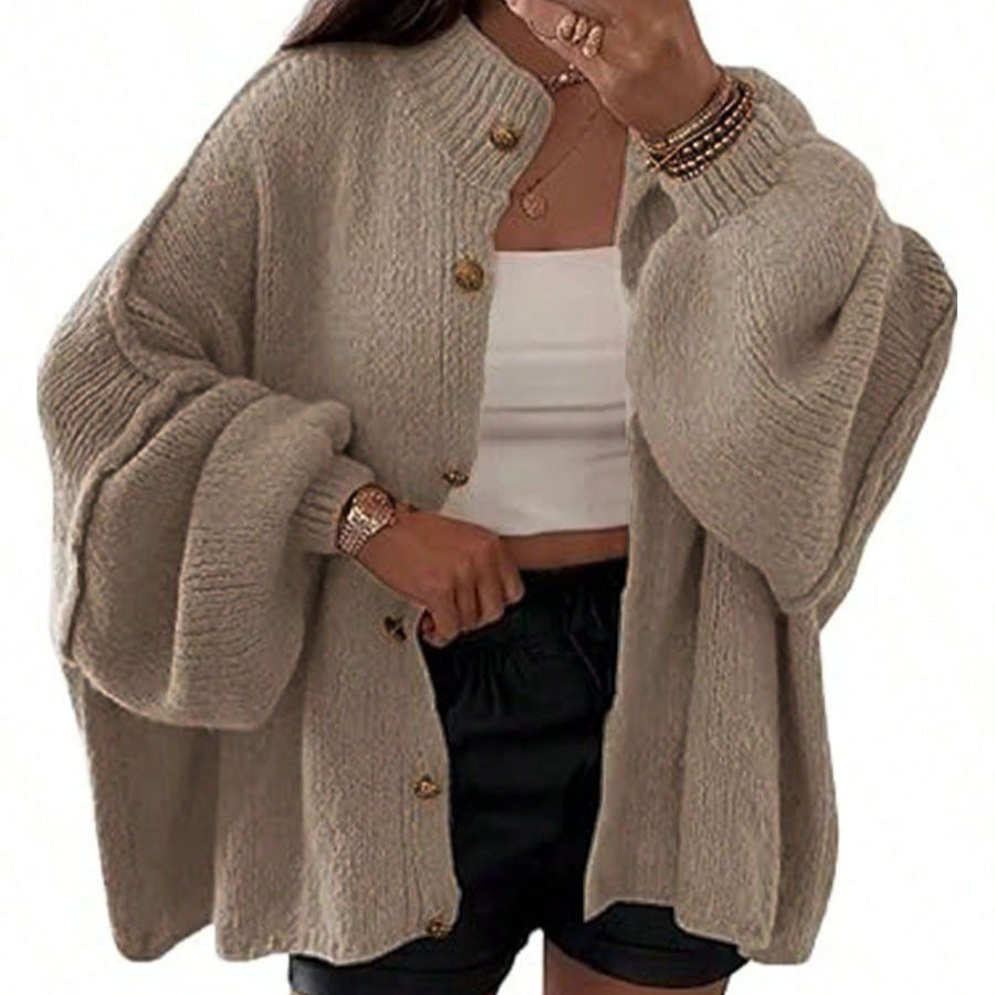 Women's Fluffy Cardigan with Dropped Shoulders Mune