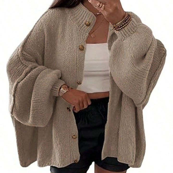 Women's Fluffy Cardigan with Dropped Shoulders Mune