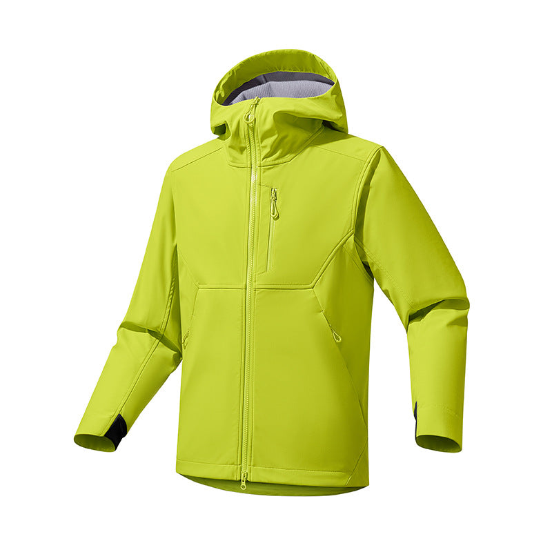 Men's softshell hooded sweatshirt jacket with stretch windbreak, ergonomic cut and chest zipper Mune Fashion