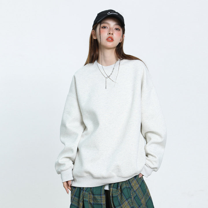 Unisex Oversize Cotton Sweatshirt with Round Neck and Wide Cuffs Mune Fashion