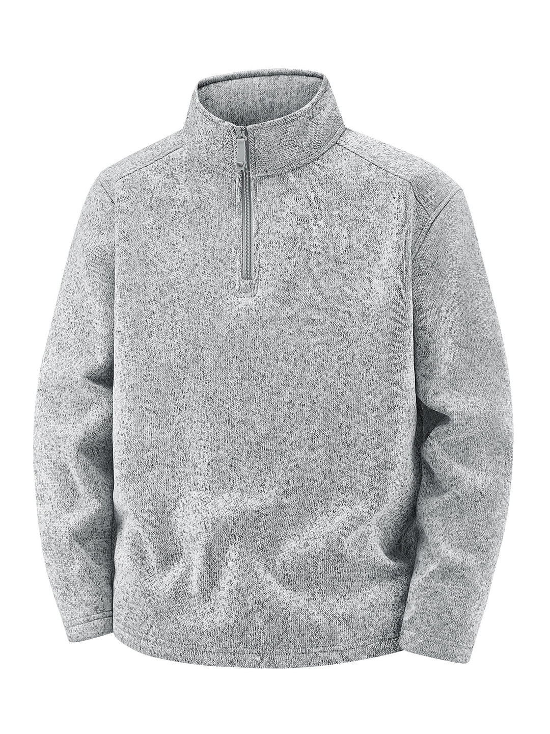 Men's Thermal Knit Fleece Pullover with Half Zip and Stand-up Collar Mune Fashion