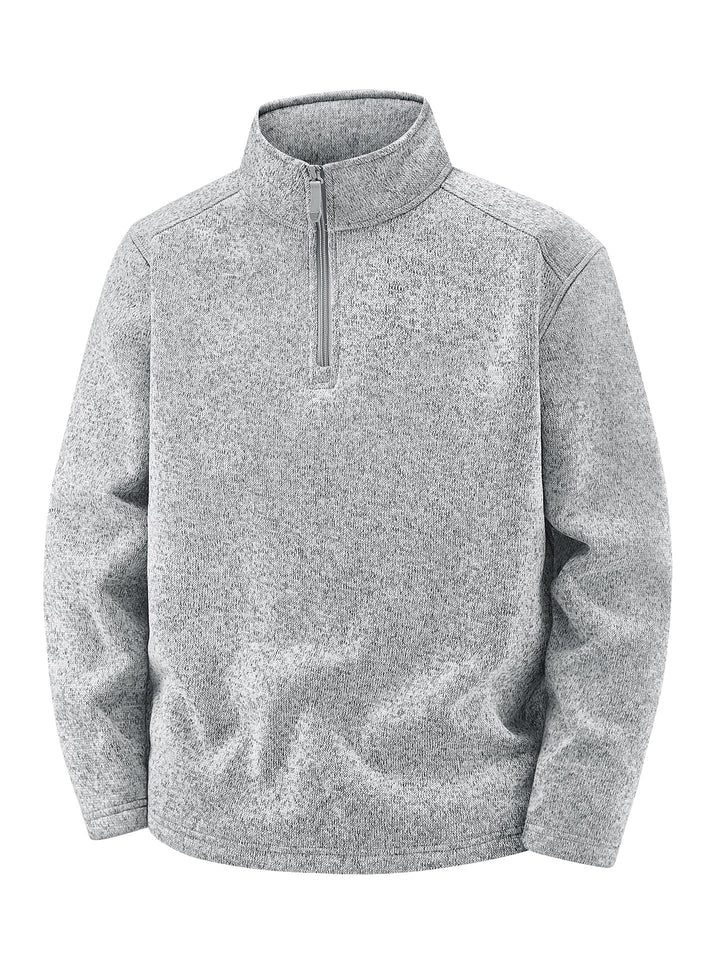 Men's Thermal Knit Fleece Pullover with Half Zip and Stand-up Collar Mune Fashion
