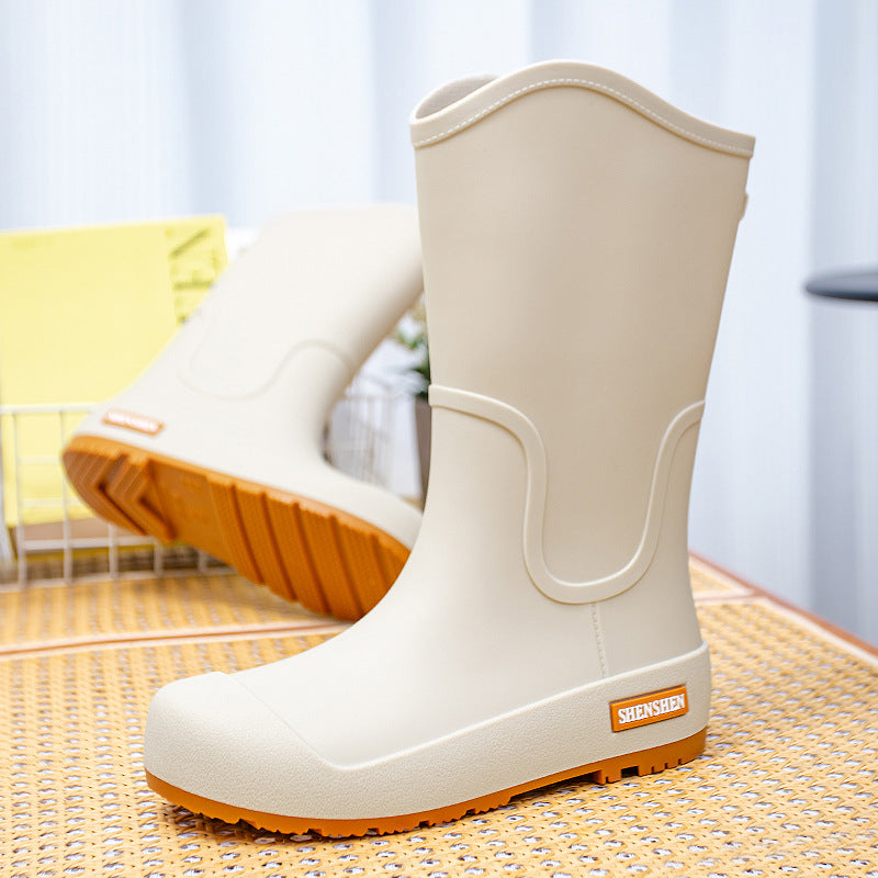 Women mid-height waterproof rubber boots with non-slip tread sole Mune Fashion