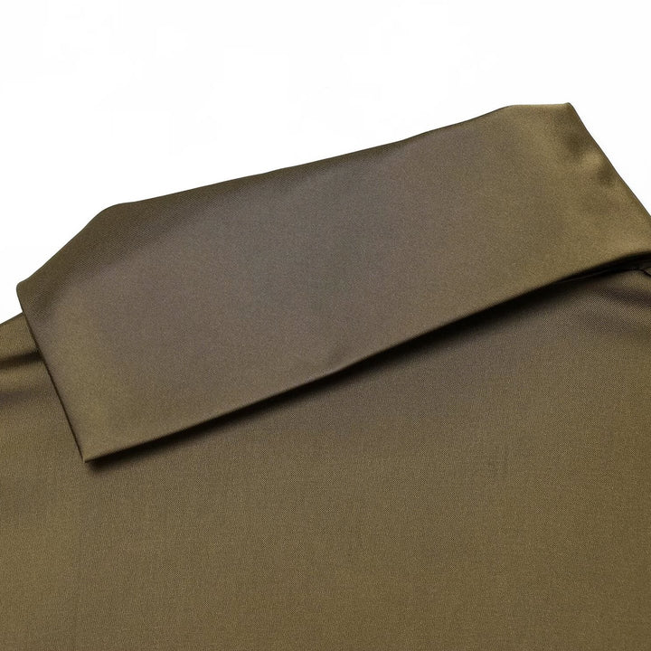 Women's Sleeveless Satin Blouse with Draped Stand Collar and Decorative Button Placket Mune Fashion