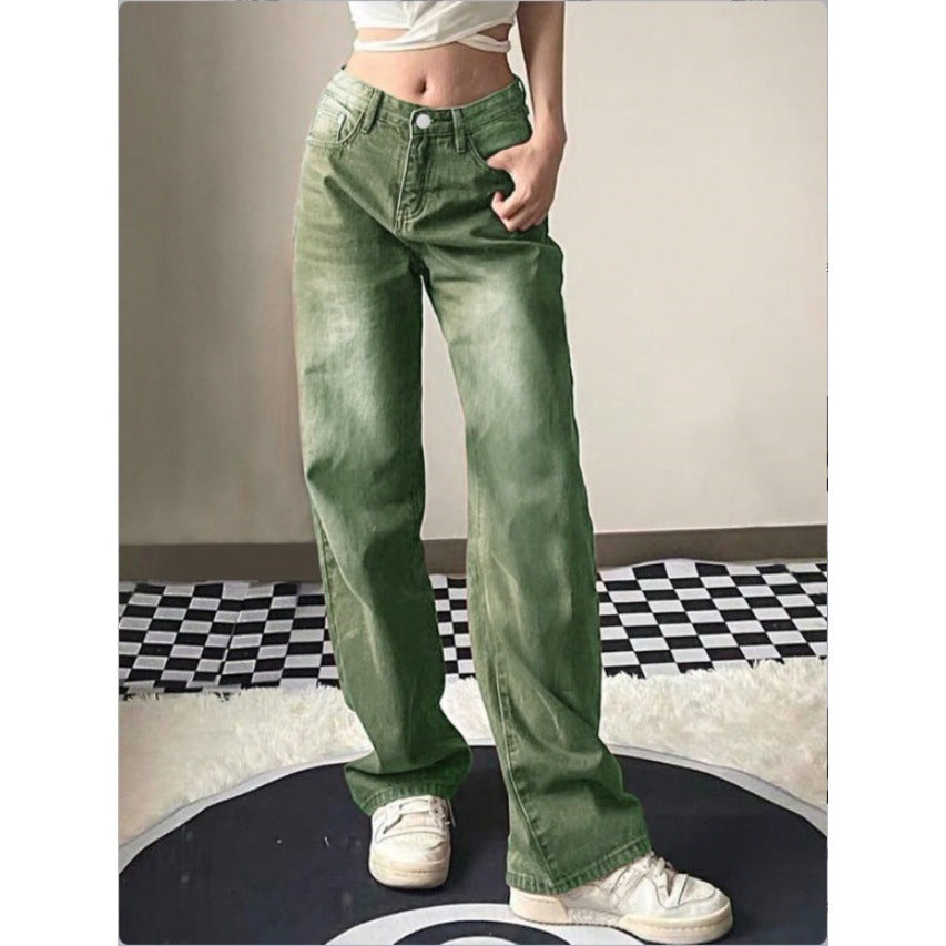 Women High-Waist Relaxed-Straight Denim Trousers with Wide Leg Mune Fashion