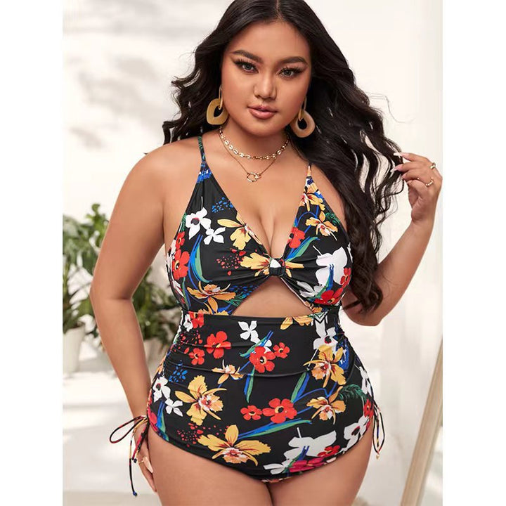 Women's one-piece swimsuit with trendy cut-out and colorful geometric design Mune Fashion