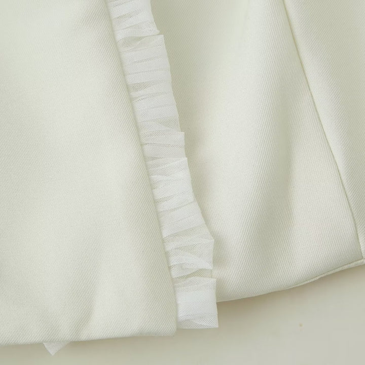 Women's Short Bolero Jacket with Ruffled Hem and Pleated Cuffs Mune Fashion