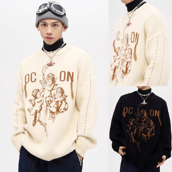 Men's Fashionable Chunky Knit Sweater with Graphic Design Mune Fashion