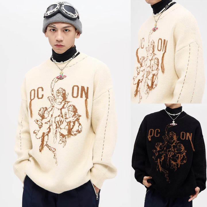 Men's Fashionable Chunky Knit Sweater with Graphic Design Mune Fashion
