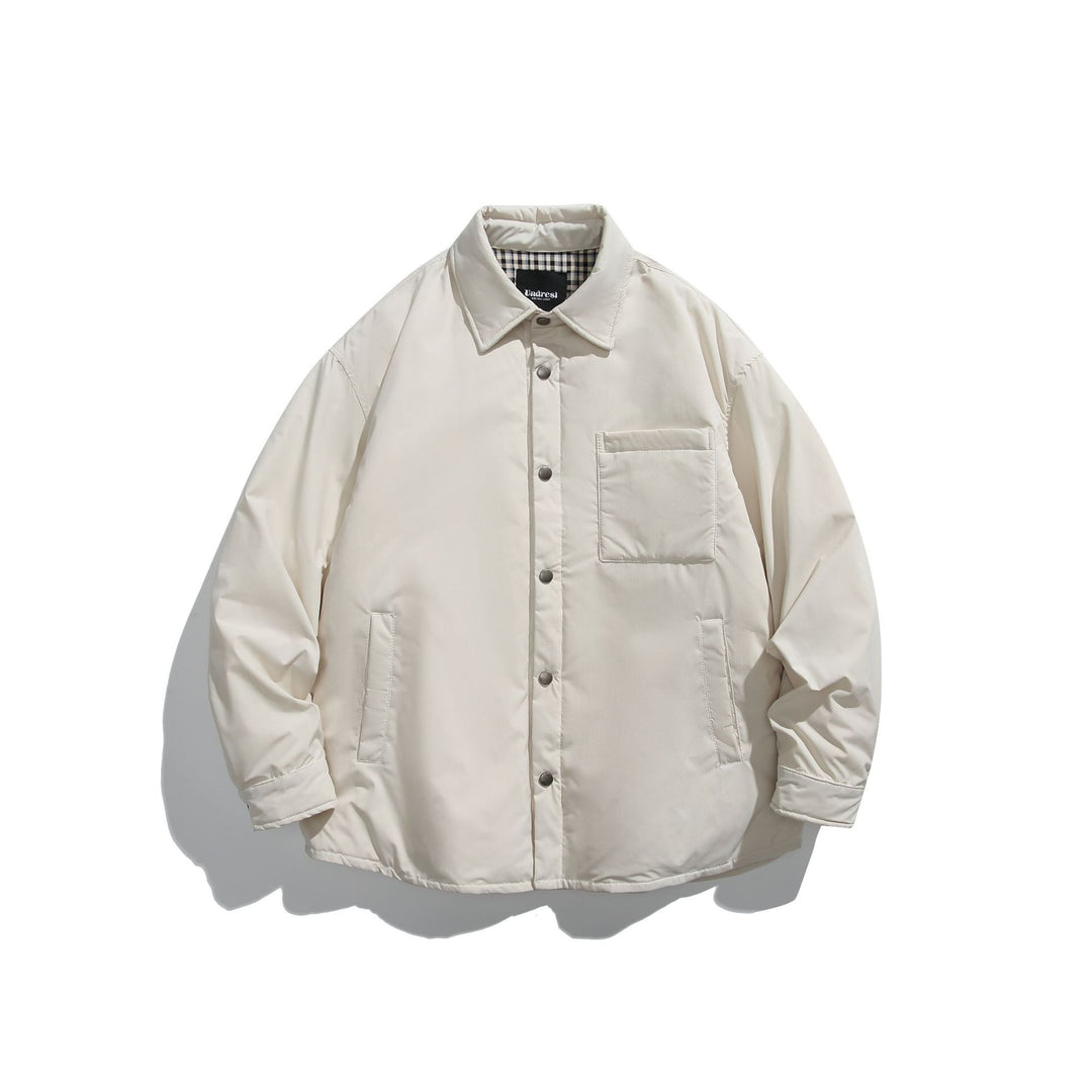 Unisex Padded Coach Jacket with Check Lining and Snap Button Placket Mune Fashion