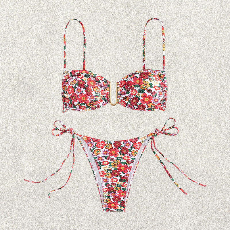 Women's bikini set with floral design and adjustable straps Mune Fashion
