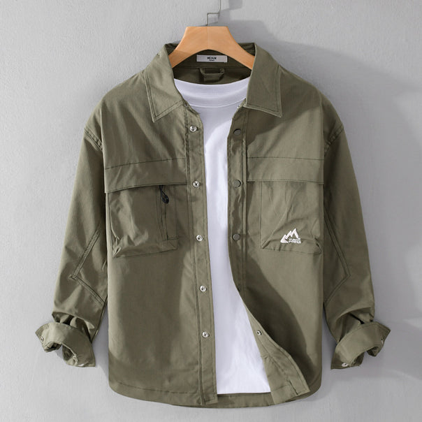 Men's utility overshirt in field style with snap button placket and double chest pockets Mune Fashion